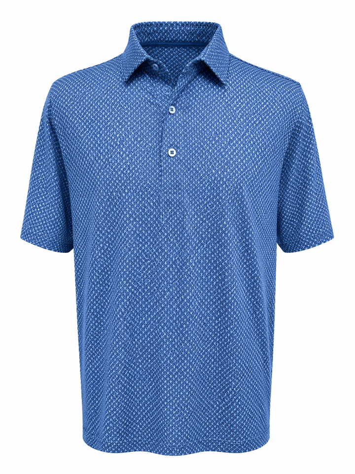 Bobby Jones Performance Diamond Argyle Print Jersey Polo - Classic Blue - Large