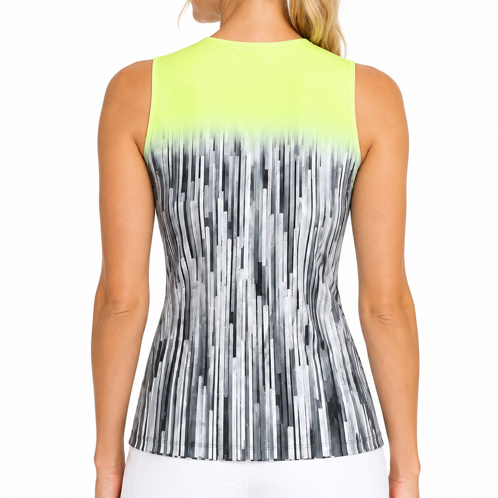 Jamie Sadock Women's Golf Sleeveless Polo Bright Yellow/Grey Size M