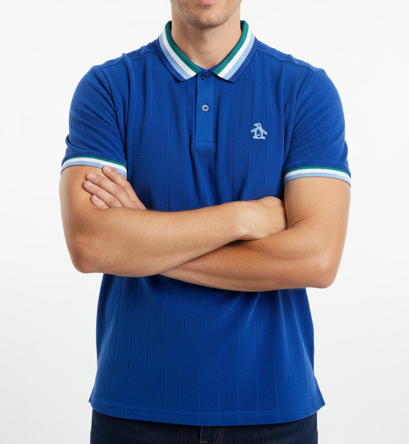 Original Penguin Men's Golf Polo Performance Rib Terry Surf The Web Size M