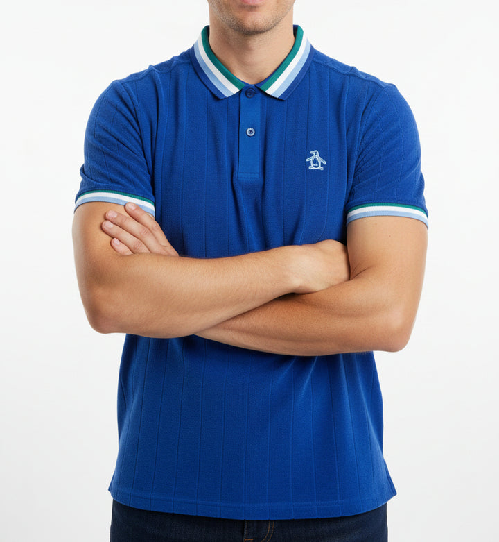 Original Penguin Men's Golf Polo Performance Rib Terry Surf The Web Size M