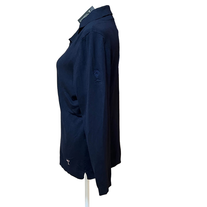 Golftini Button Polo Sweater (w/logo) - Navy - Skorzie
