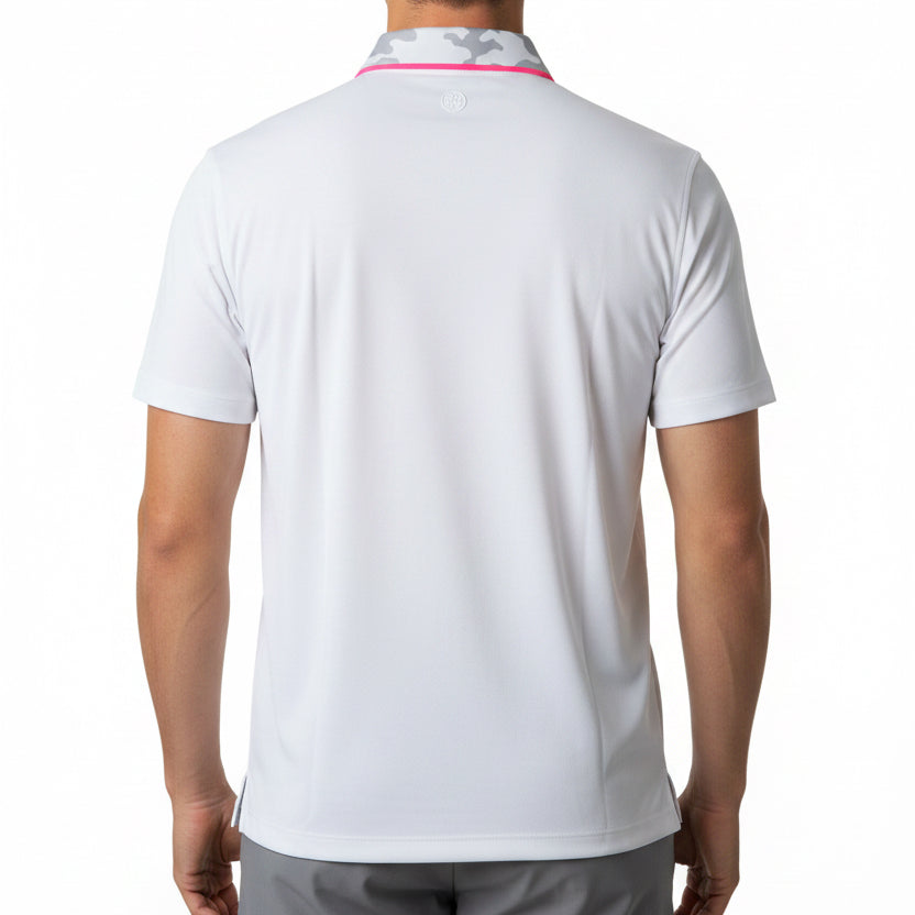 G/FORE Men's Polo Camo Collar Performance Pique Snow Size M