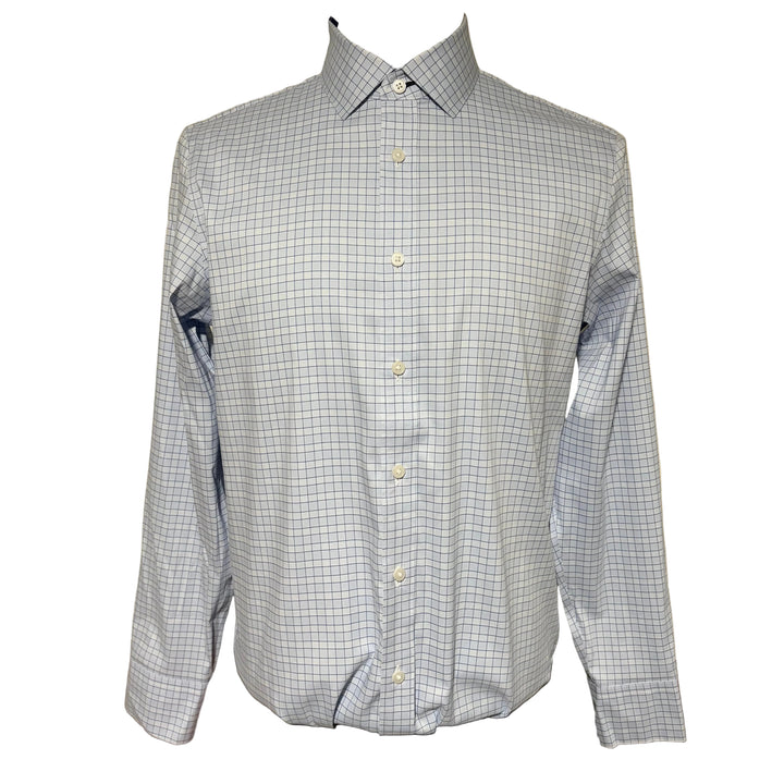 Mizzen + Main Trim Fit Hilton L/S Dress Shirt - Sky Plaid - Medium