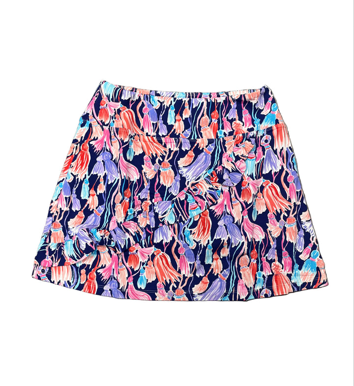 IBKUL Adela Navy Print Layered Skort 15" - Skorzie
