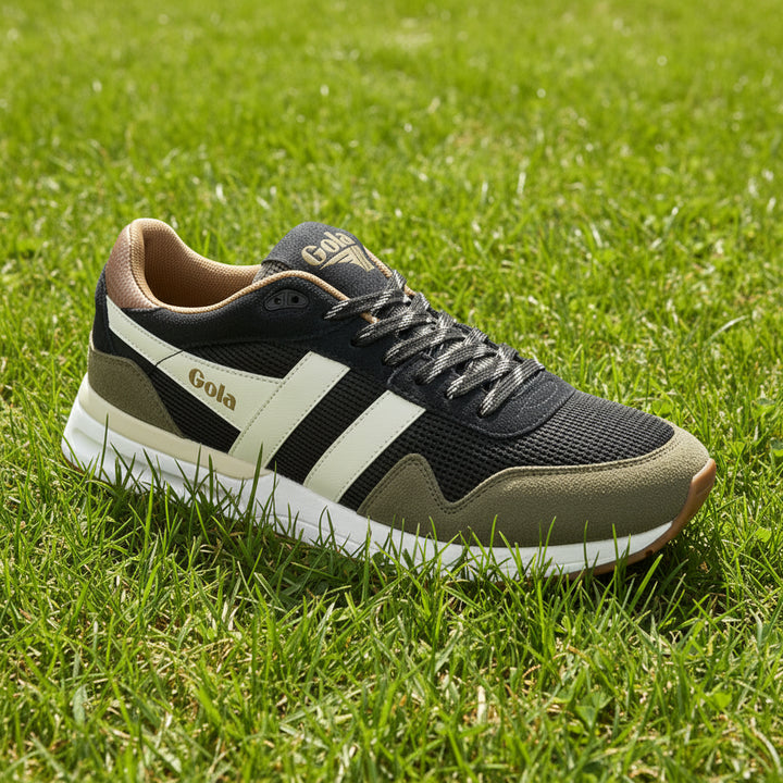Gola Mens Hawk/Elan/Viper Delta Trainer Shoes - Black/Khaki/Off White