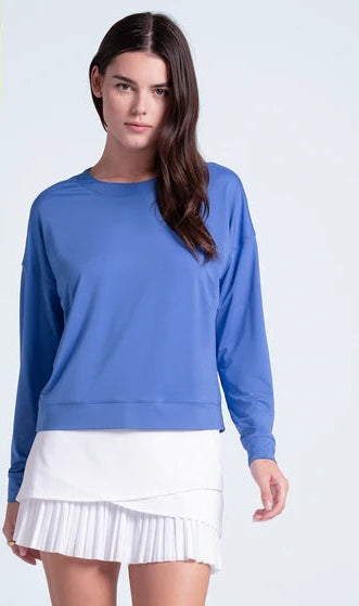 Lucky in Love Womens Hype Long Sleeve Crewneck Top - Blue Marine