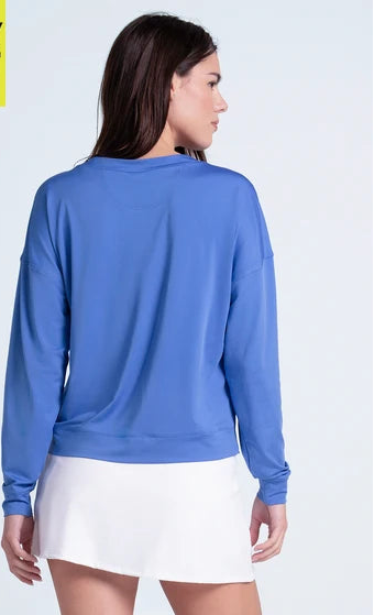 Lucky in Love Womens Hype Long Sleeve Crewneck Top - Blue Marine