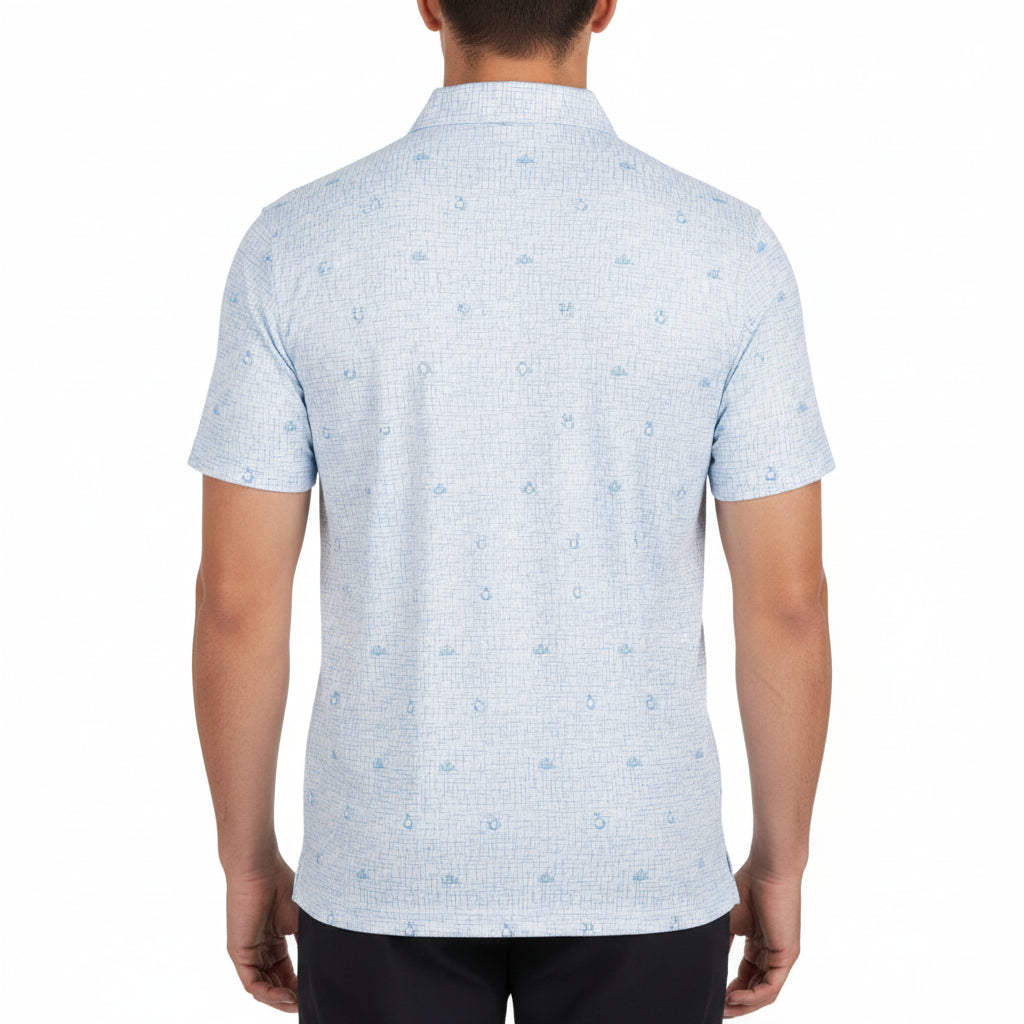 Donald Ross Mens Boyd Short Sleeve Polo (w/logo) - White/Neptune