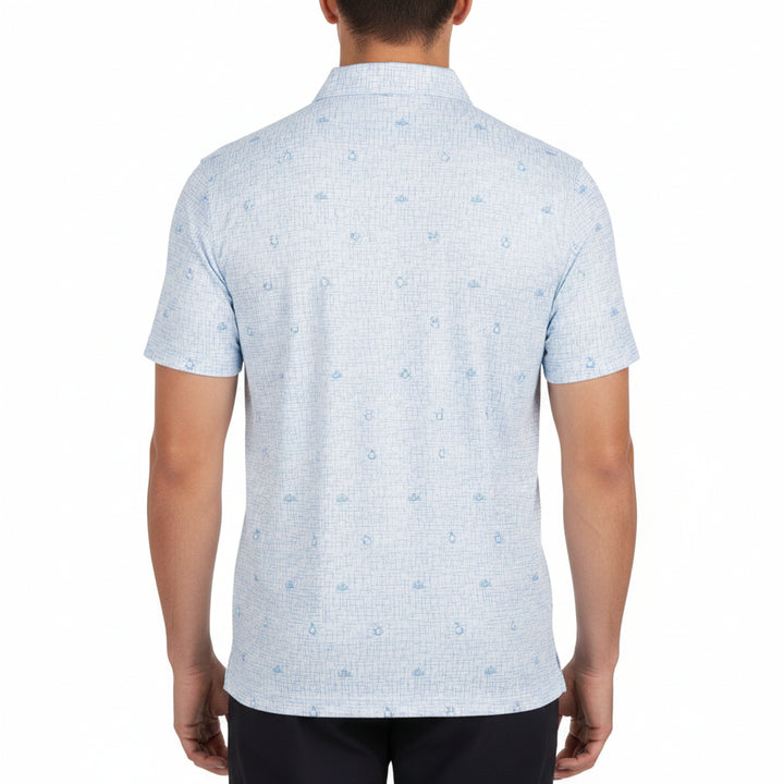 Donald Ross Mens Boyd Short Sleeve Polo (w/logo) - White/Neptune