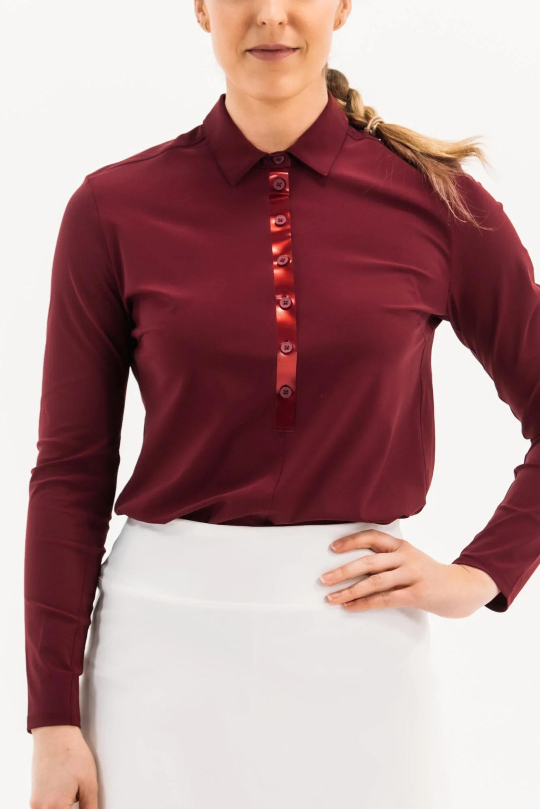 Foray Golf CORE Long Sleeve Polo - New Bordeaux - XX-Small - Skorzie