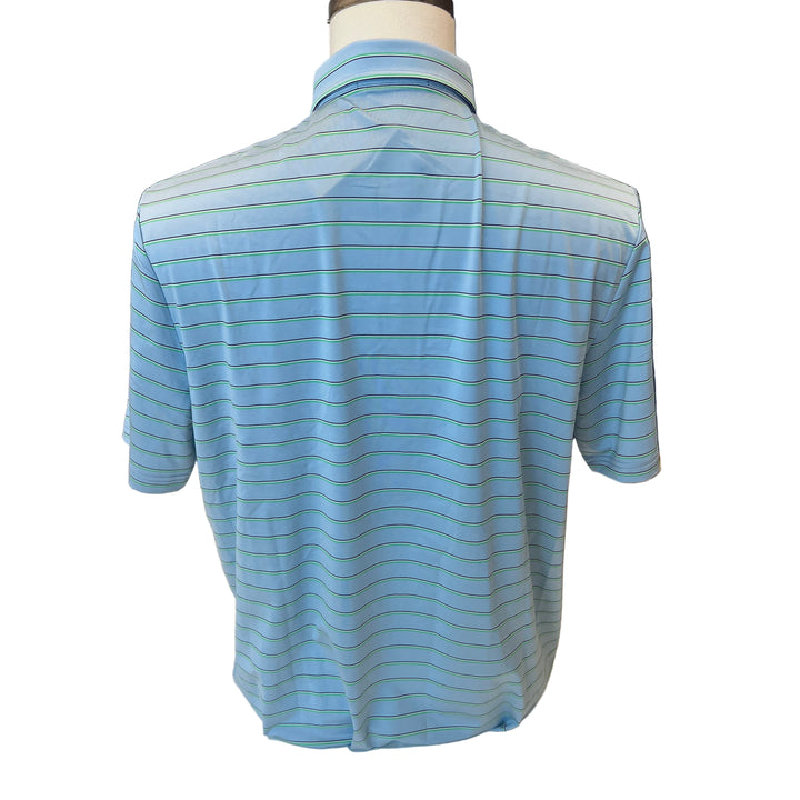 RLX Ralph Lauren Classic Fit Striped Jersey Polo (w/logo) - Powder Blue - Medium - Skorzie