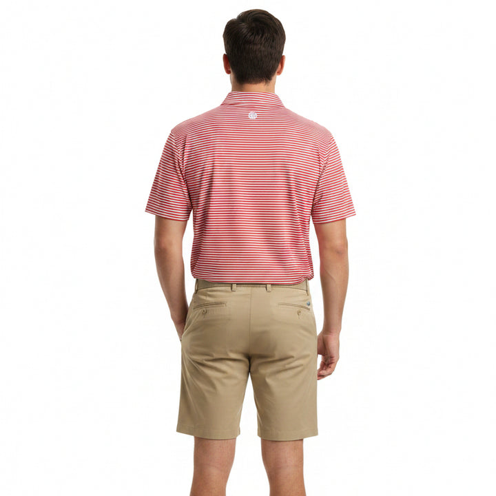 G/FORE Men's Polo All Play Stripe Stretch Knit Ruby Size M