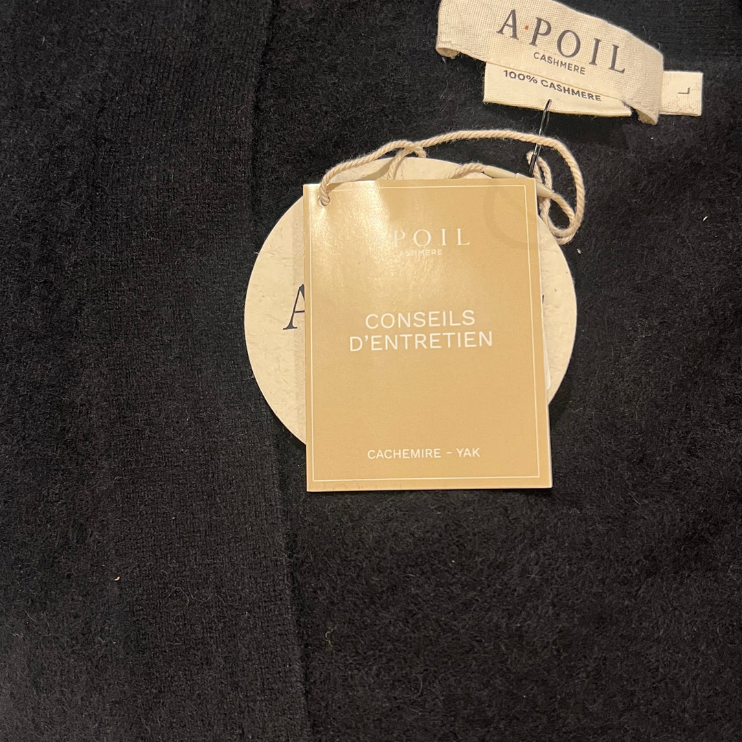 A.Poil Men's Cardigan Cashmere Black Size L