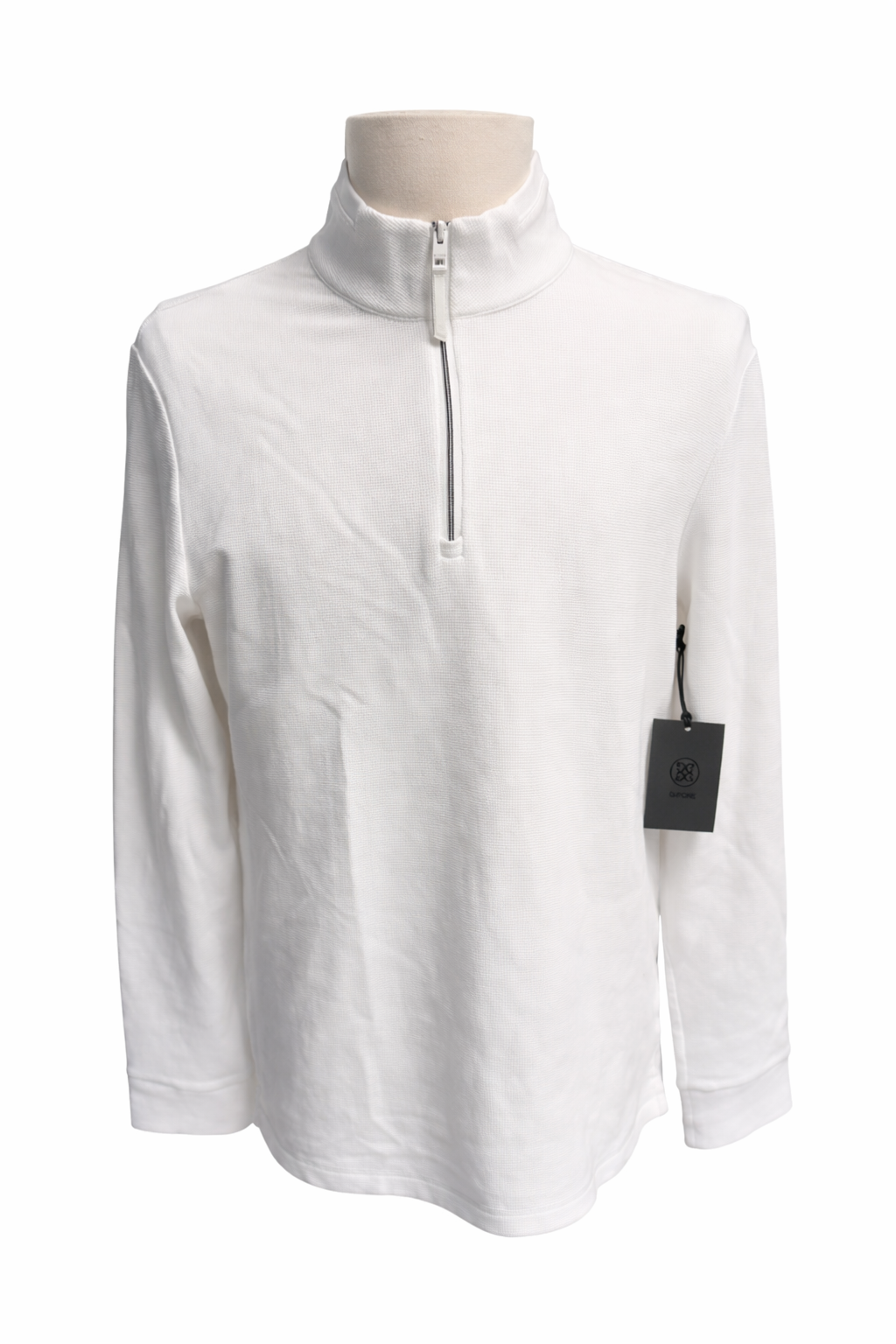 G/FORE Men's Waffle Knit Quarter Zip Pullover - Snow - Medium - Skorzie