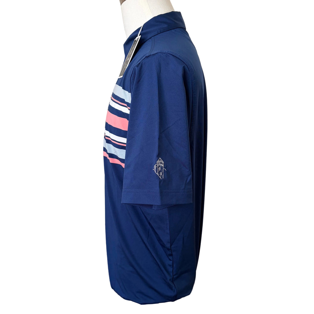 Bobby Jones Performance Engineered Stripe Polo (w/ logo) - Summer Navy - Skorzie