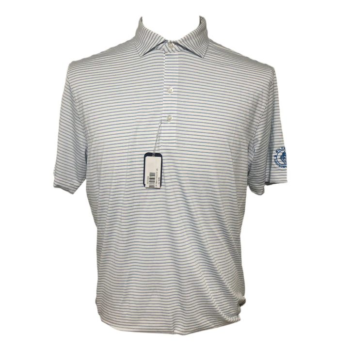 Johnnie-O Polo (w/ logo) - White/Blue Stripe - Medium - Skorzie