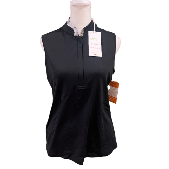 Swing Control 1/4 Zip Sleeveless Velocity Polo - Black/Floral - Small - Skorzie