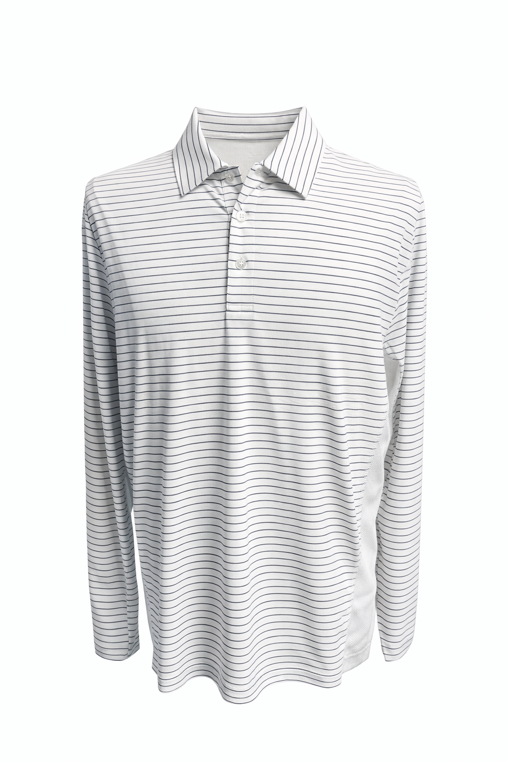 SanSoleil SOLCOOL L/S STRIPE POLO - White Submarine - Skorzie