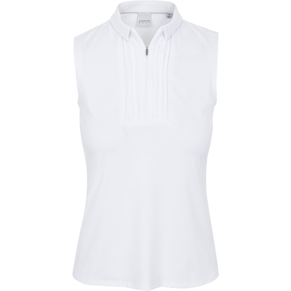 Dunning Freya Jersey Performance Sleeveless Polo - White - Skorzie