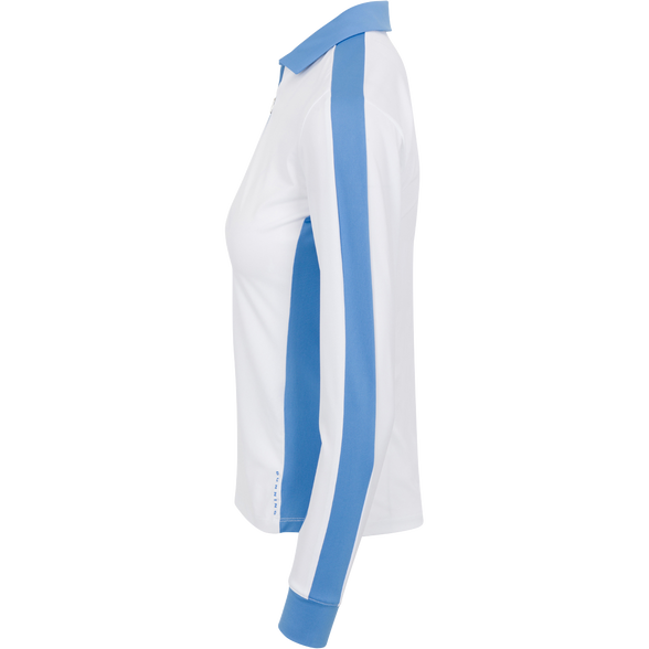 Dunning Moira Long Sleeve Ventilated Polo - White/Lake Blue - Skorzie