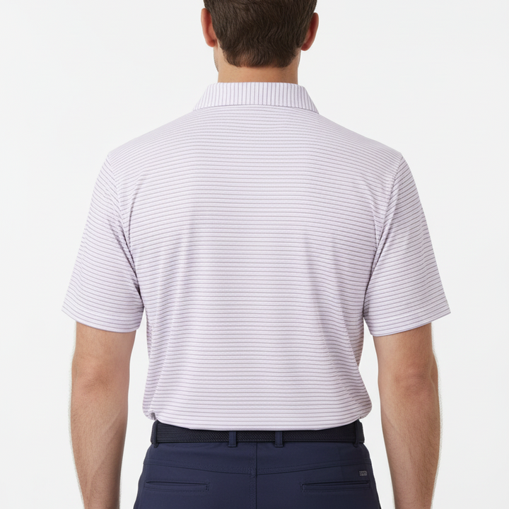 Straight Down Men's Golf Polo Channel Stripe Lilac/Tidal Size L