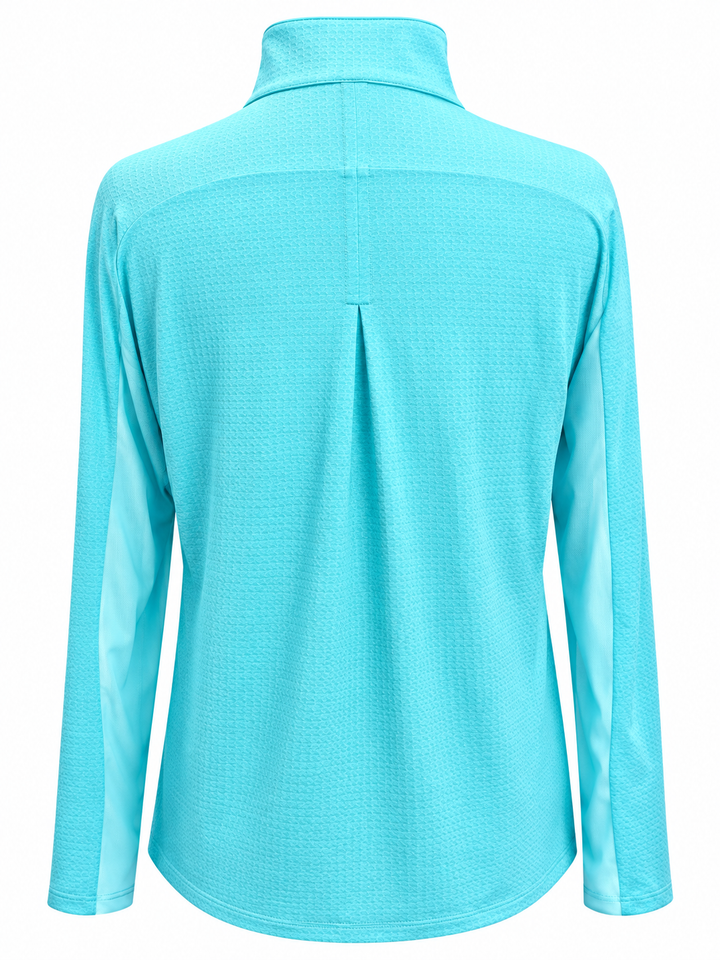 IBKUL Solid Long Sleeve Zip Mock - Seafoam