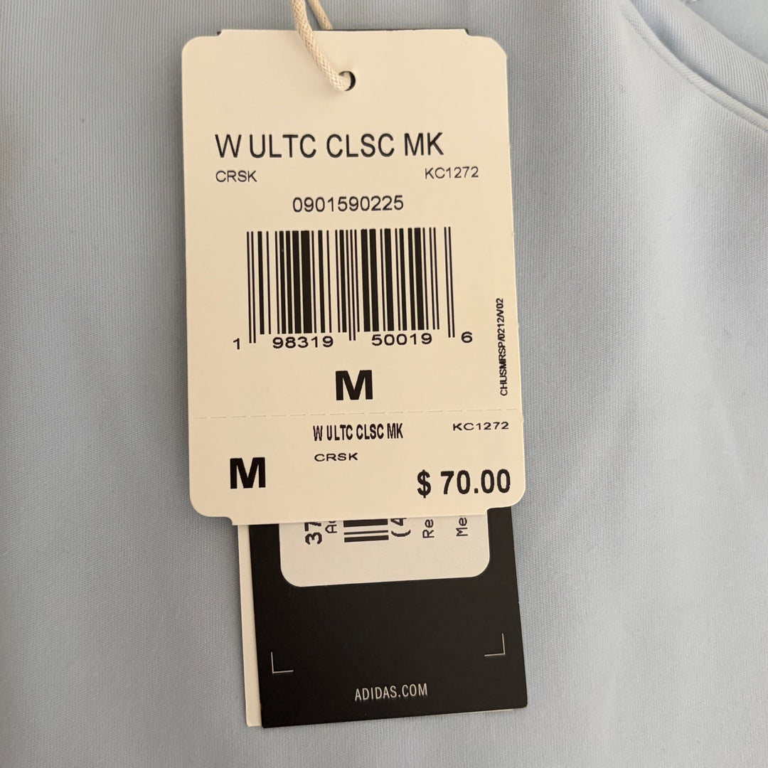 Adidas Women's S/L Golf Polo Ultimate Classic Mock (w/ logo) Crystal Sky Size M - FINAL SALE ITEM