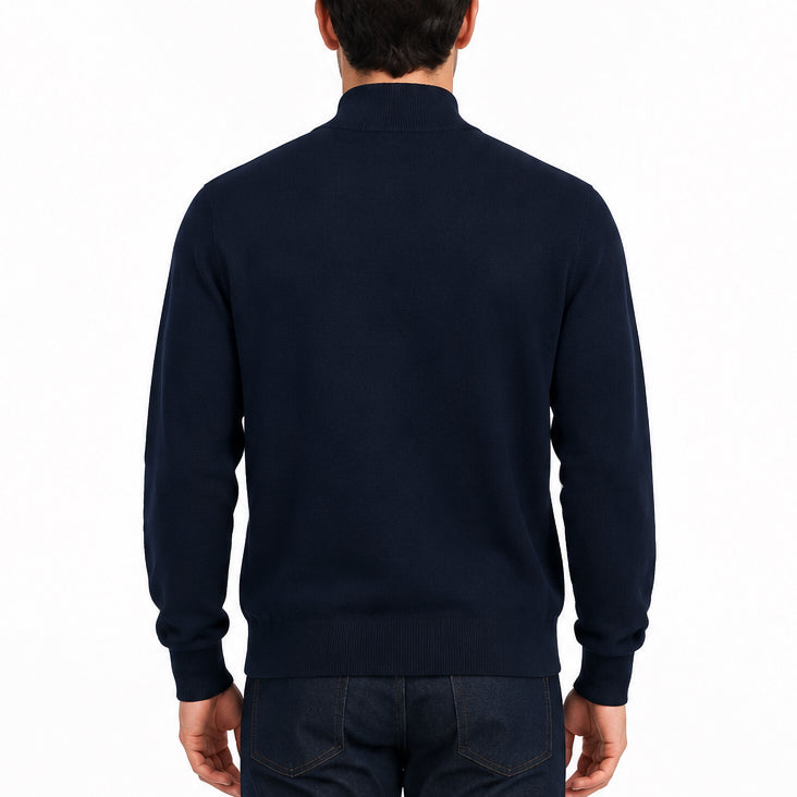 Collars & Co Men's Golf Quarter Zip Cashmere Touch Navy Size L