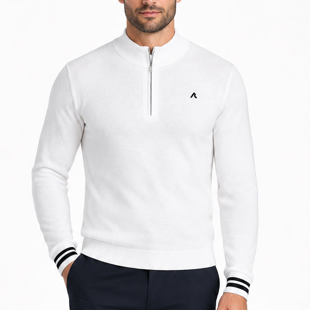 Redvanly Men's Golf Quarter Zip Maxton Merino Cream Size M