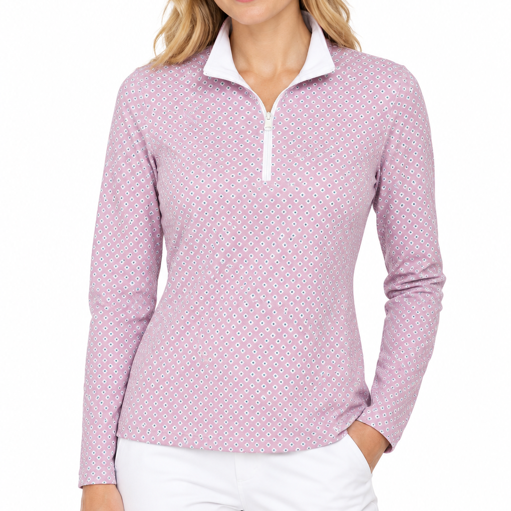 Straight Down Women's Quarter Zip Empress Pink Dawn Size M