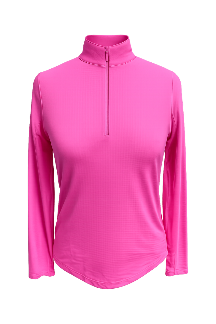 IBKUL Long Sleeve Quarter Zip - Pink - Small