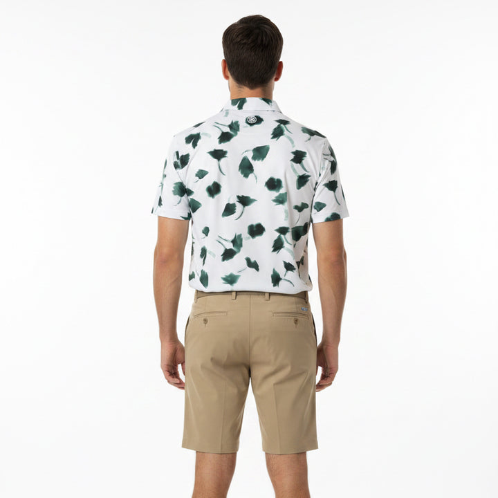 G/FORE Men's Polo Ghost Floral Tech Jersey Pine/Snow Size M