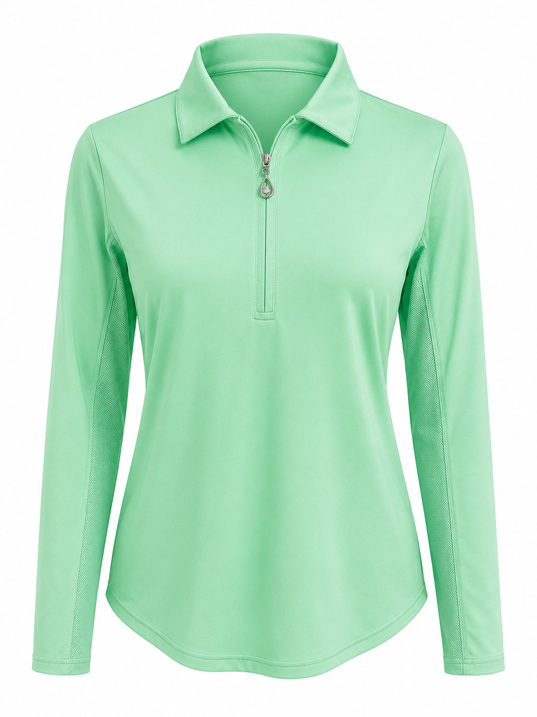SanSoleil SolCool Long Sleeve Zip Polo - Spring Green