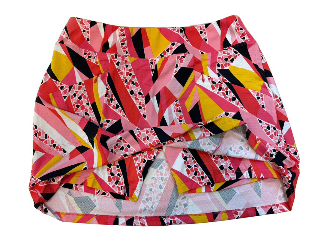 IBKUL Womens Brianna Print Skort 18" - Watermelon/Multi