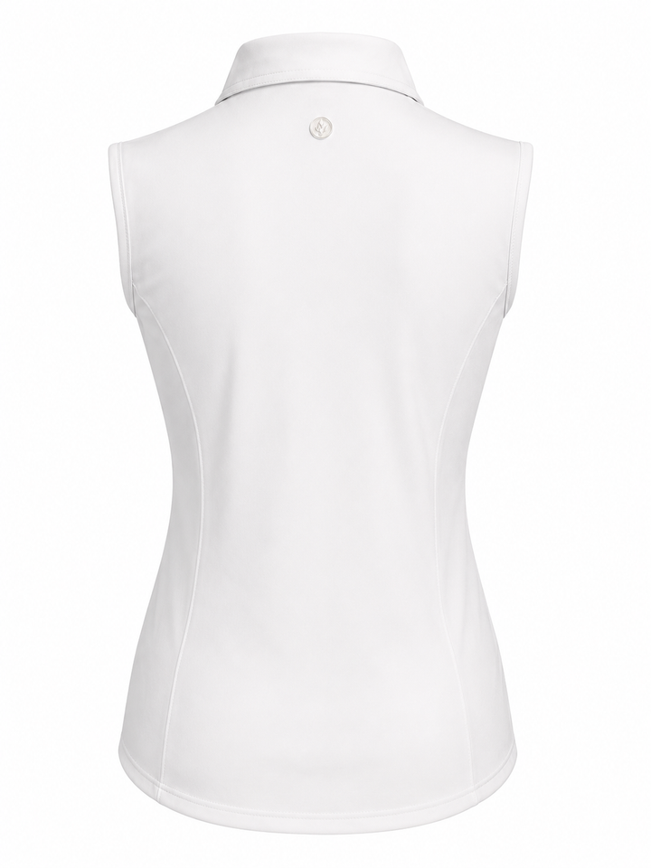 Jofit Sleeveless Zip Performance Polo (w/ logo) - White