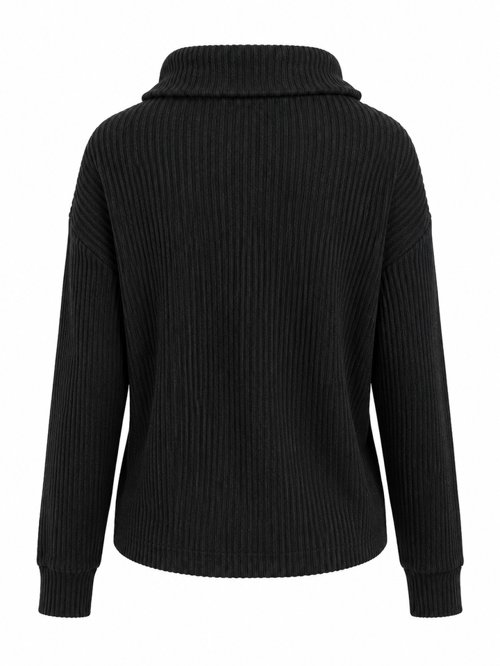 G-Lifestyle Women's Ribbed Cowl Neck Top - Black - XS