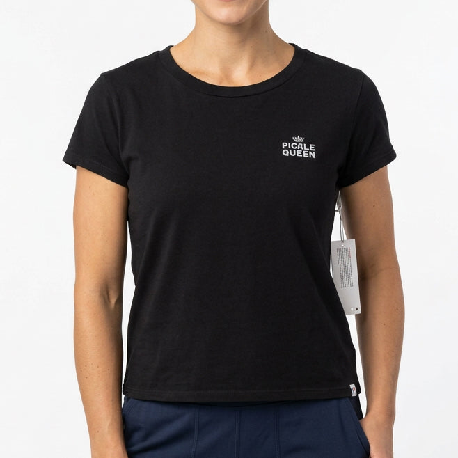 Rally Club Women's Tee "Pickle Queen" Black Size XS (FINAL SALE ITEM)