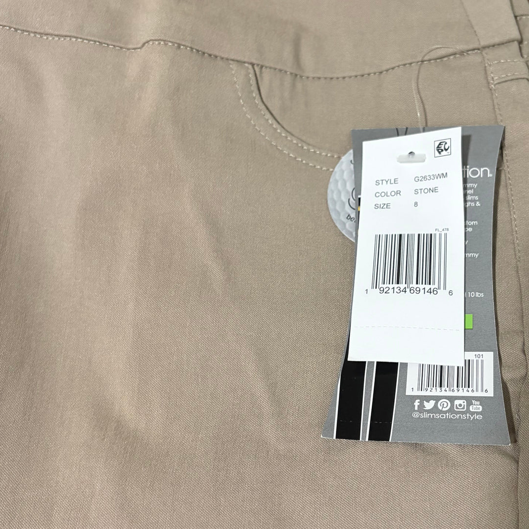 Slimsation Women's Golf Walking Shorts 9" Stone Size 8