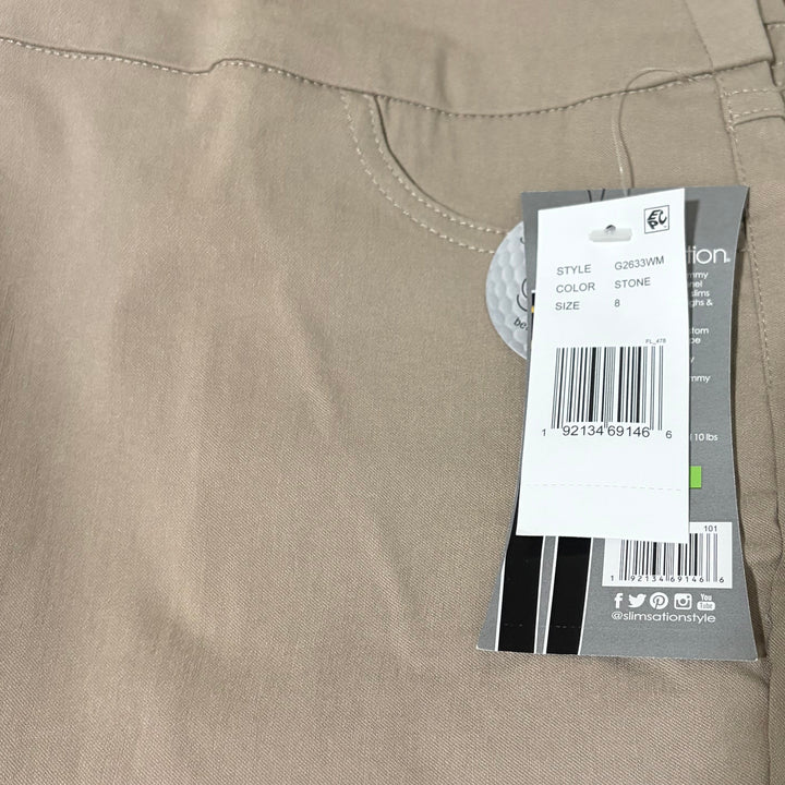 Slimsation Women's Golf Walking Shorts 9" Stone Size 8