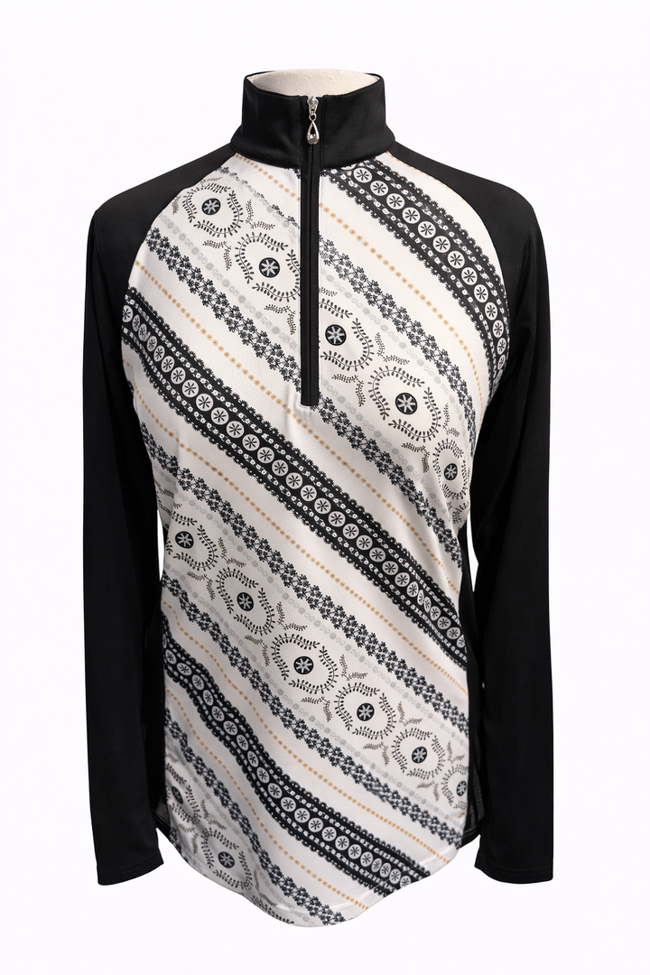 SanSoleil SOLCOOL L/S PRINT PANEL MOCK - DESTINY BLACK - Skorzie