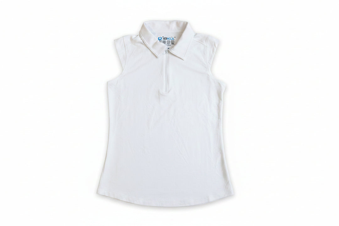 IBKUL Women's Sleeveless Zip Polo - White