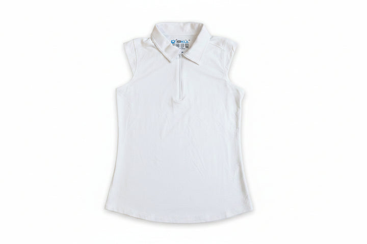 IBKUL Women's Sleeveless Zip Polo - White
