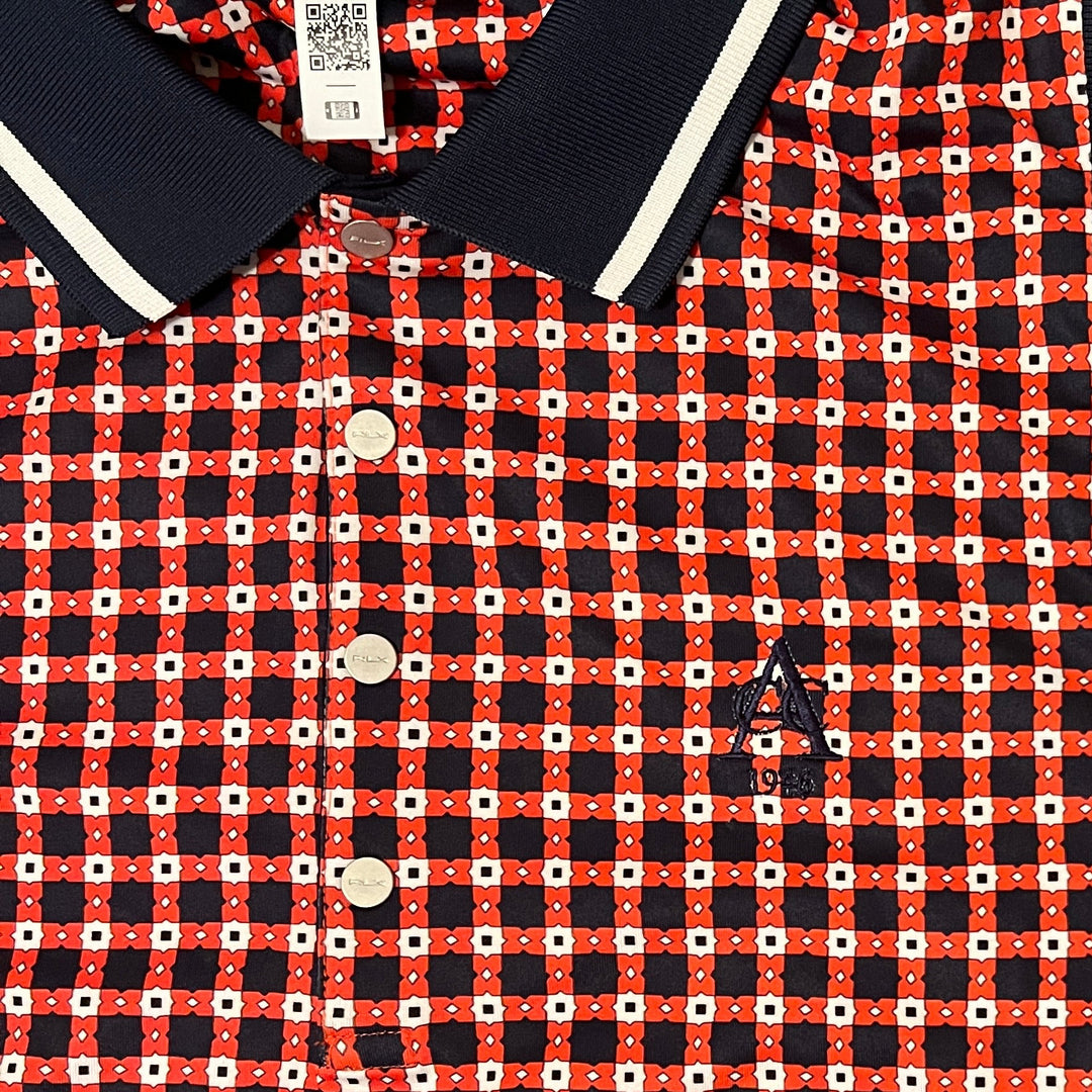 RLX Tailored Fit S/L Polo Shirt (w/ logo) - Red Patterned - Skorzie
