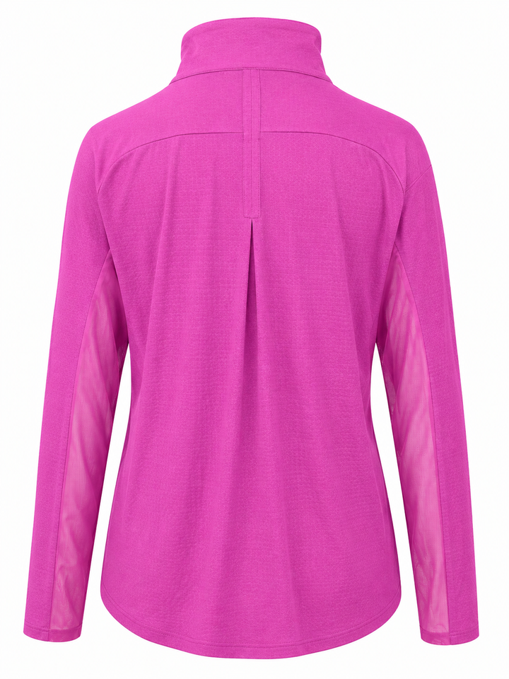 IBKUL Solid Long Sleeve Zip Mock - Pink
