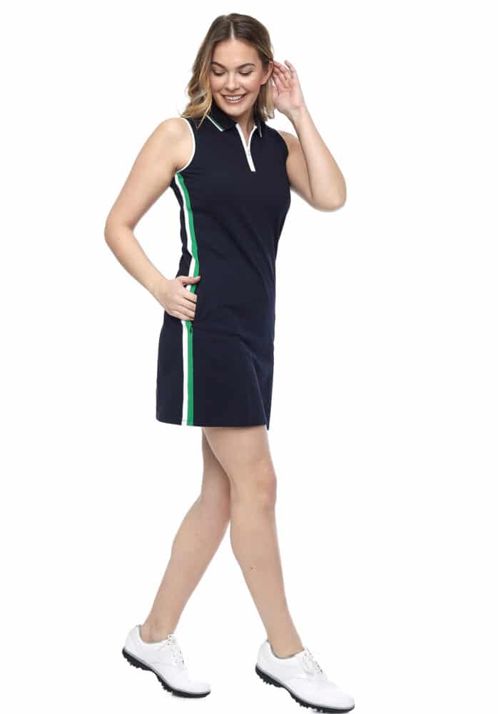 Swing Control Dress - Pique - Navy/Green - Skorzie