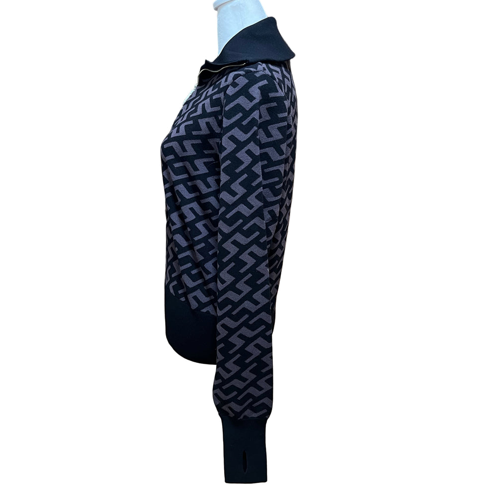 J.Lindeberg Kerla Knitted Zip Sweater - Bias Bridge Black - Skorzie