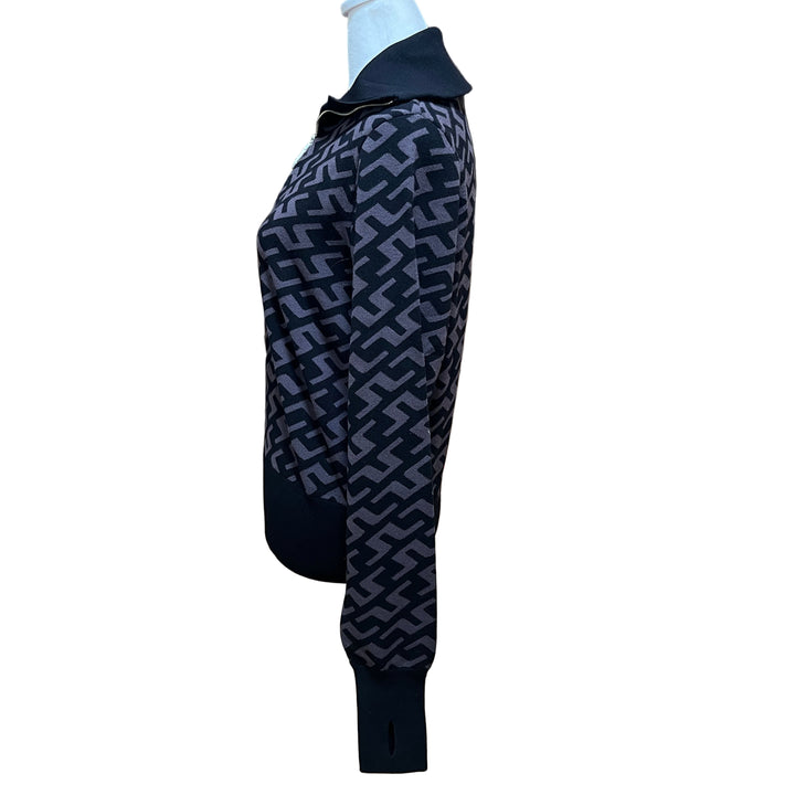 J.Lindeberg Kerla Knitted Zip Sweater - Bias Bridge Black - Skorzie