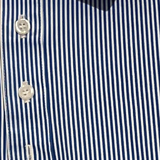 Collars & Co. Men's Polo Performance Fabric Semi-Spread Collar Blue Thin Pinstripe Size XL