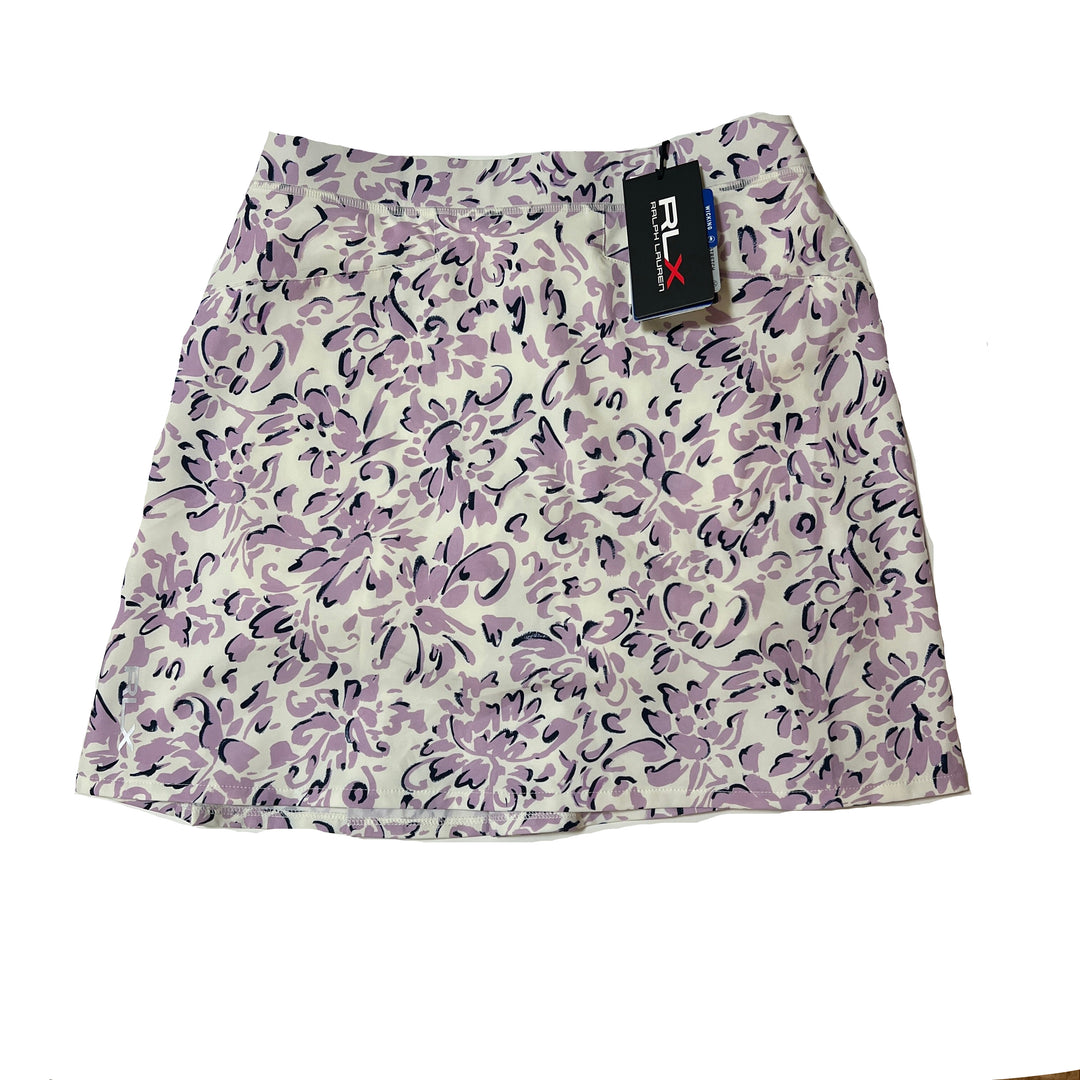 RLX Print Pleated 4-Way Stretch Skort (17") - Lavender Floral - X-Small - Skorzie