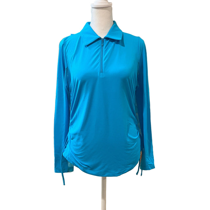 IBKUL Adjustable Length L/S Polo - Turquoise - Small - Skorzie